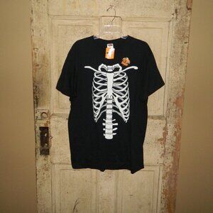 Fruit of the Loom Glow in the Dark Skeleton T Shirt Sz XL (RR-20)